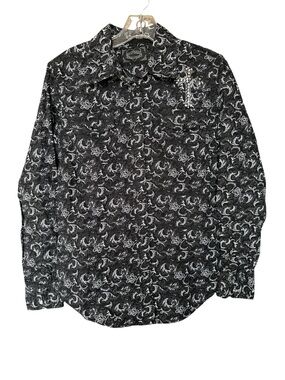 Cowgirl Hardware Paisley Button-Down Shirt with Embellished Cross Detail